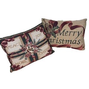 Vintage Set of Two Christmas Home Decor Pillows